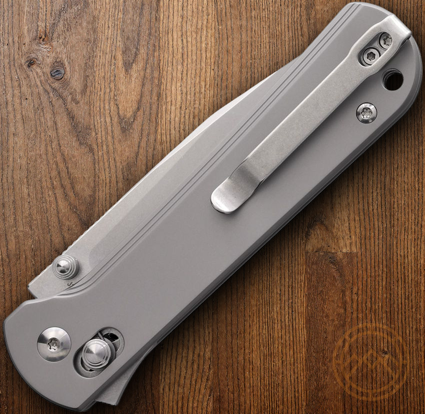 CJRB Bolt Folding Knife 3.25″ Stonewash AR-RPM9 Steel Blade Gray Titanium Handle
