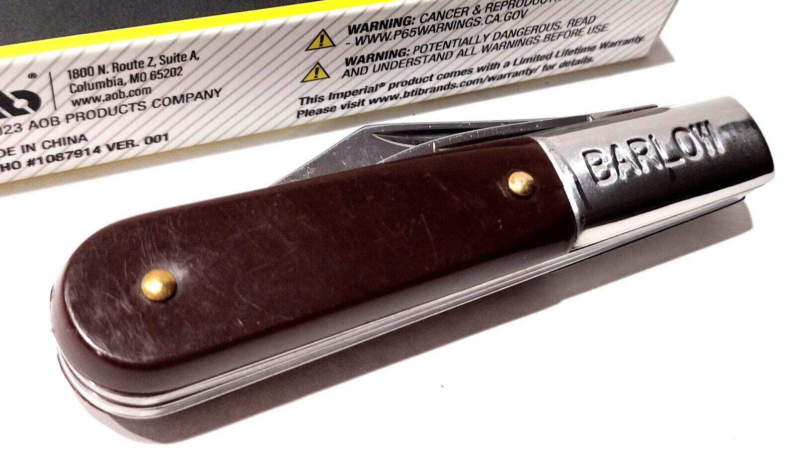 Imperial Schrade Brown Synthetic Handles 2 Blade BARLOW Folding Pocket Knife