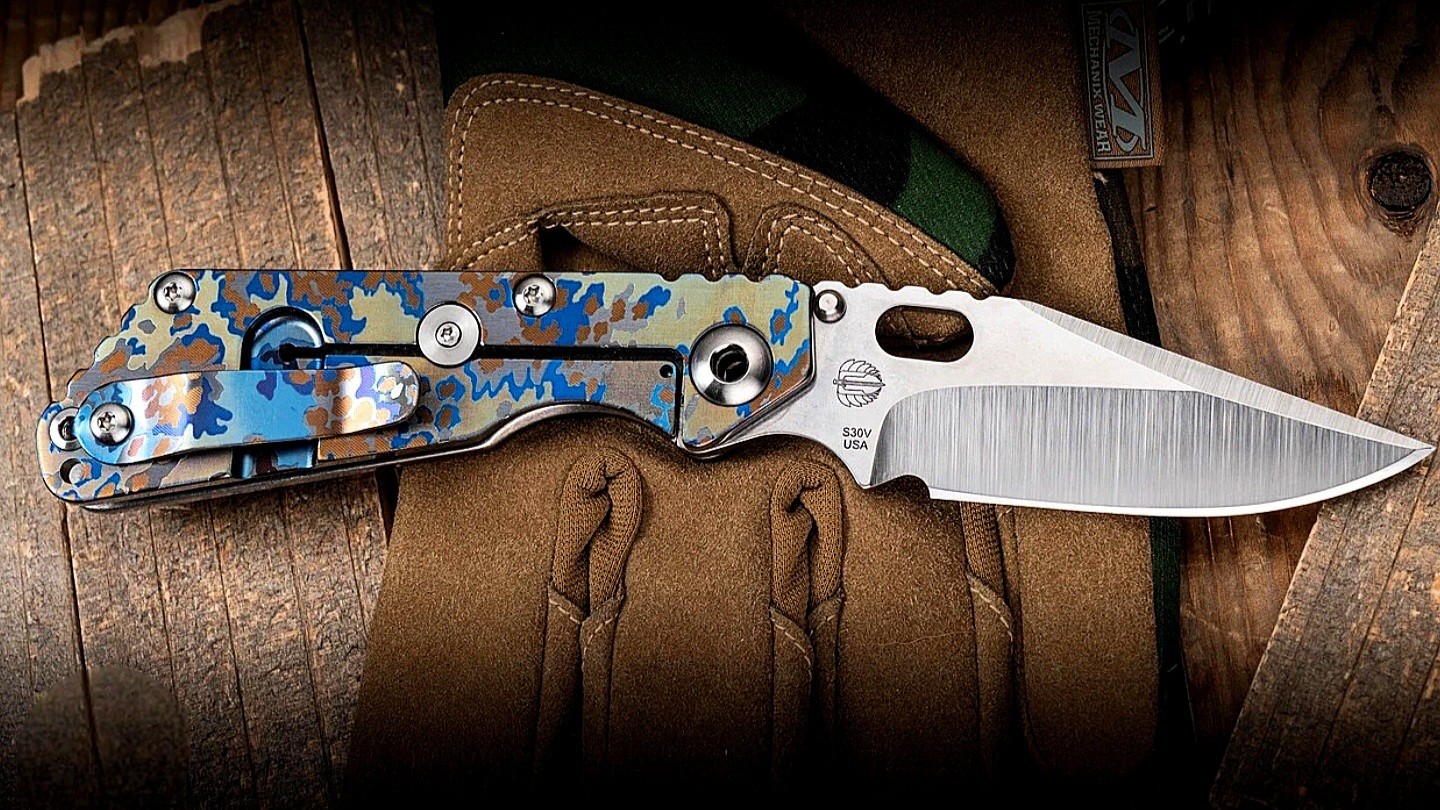🌟NEW! MICK STRIDER KNIVES *SNG*CAMO PARTIZAN FULL TITANIUM BOWIE BLADE CPM-S30V