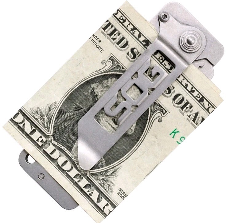 SOG Cash Card Folding Knife, Money Clip, Plain Edge, Stainless