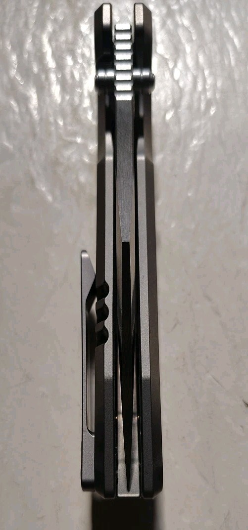 New FerraMonster Valken 3.5″ M390 Belt Satin Clip Pt Titanium w/Fat Carbon Inlay