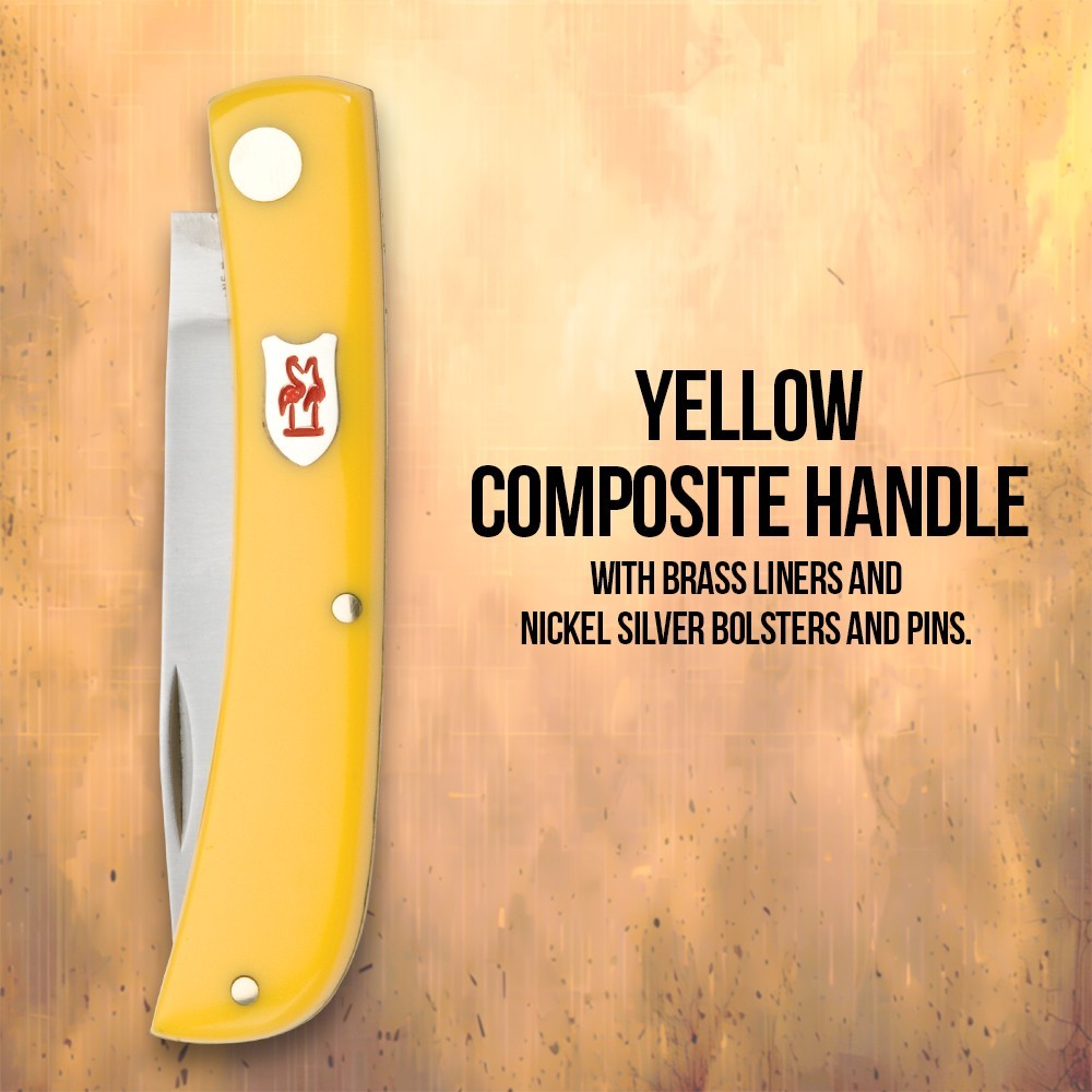 Kissing Crane Yellow Farmer Pocket Knife