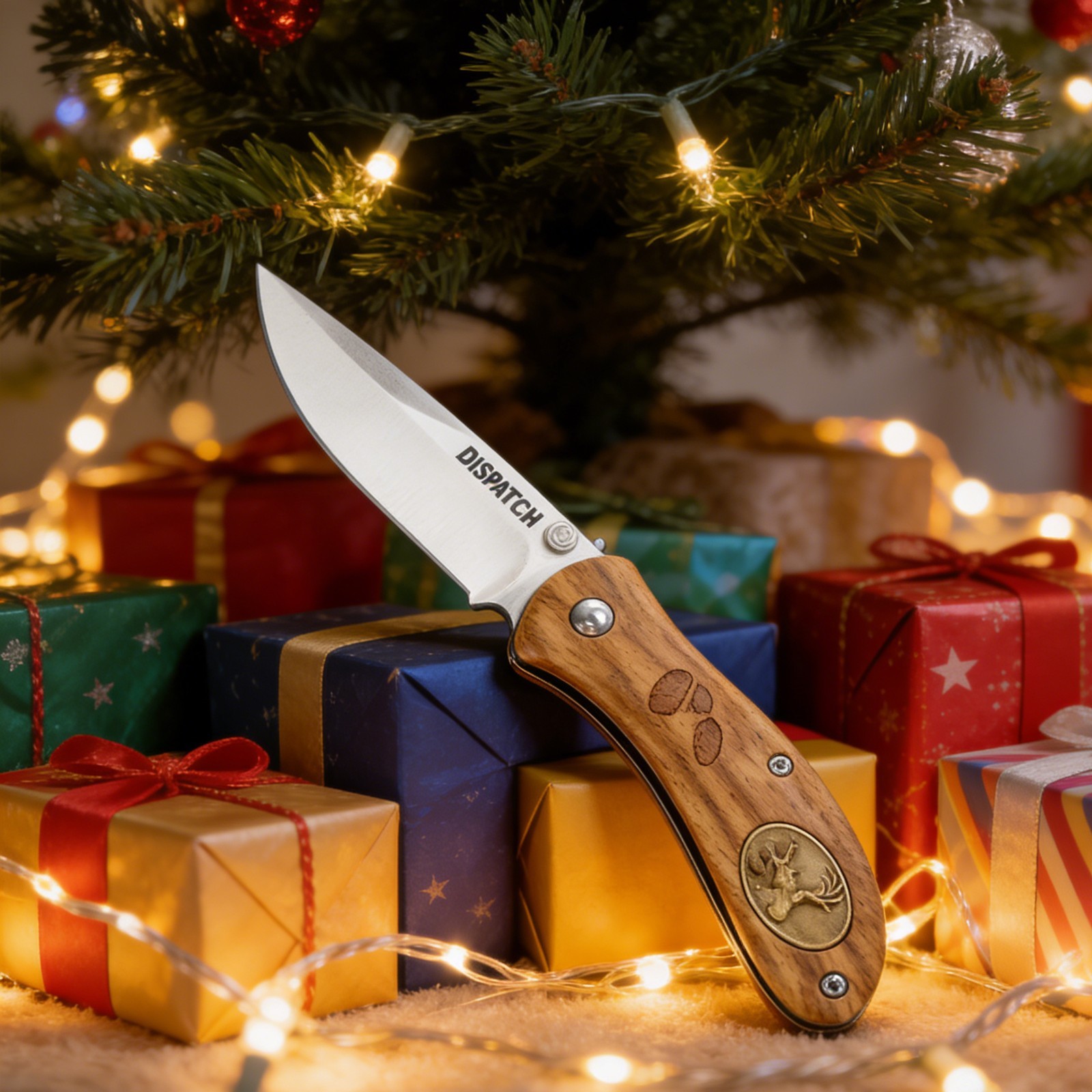 Deer Wood Handle Knife EDC folding knives with pocket clip folding pocket knife