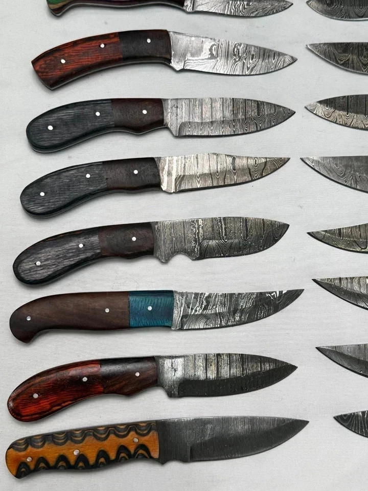 Lot of 20 Handmade Damascus Steel Full Tang Skinner Hunting Knives / Mix Handles