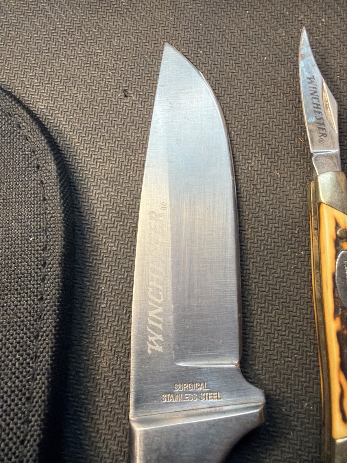 2 Winchester knives, 2003 Double Blade Stainless, & 3.5” Fixed Made in China