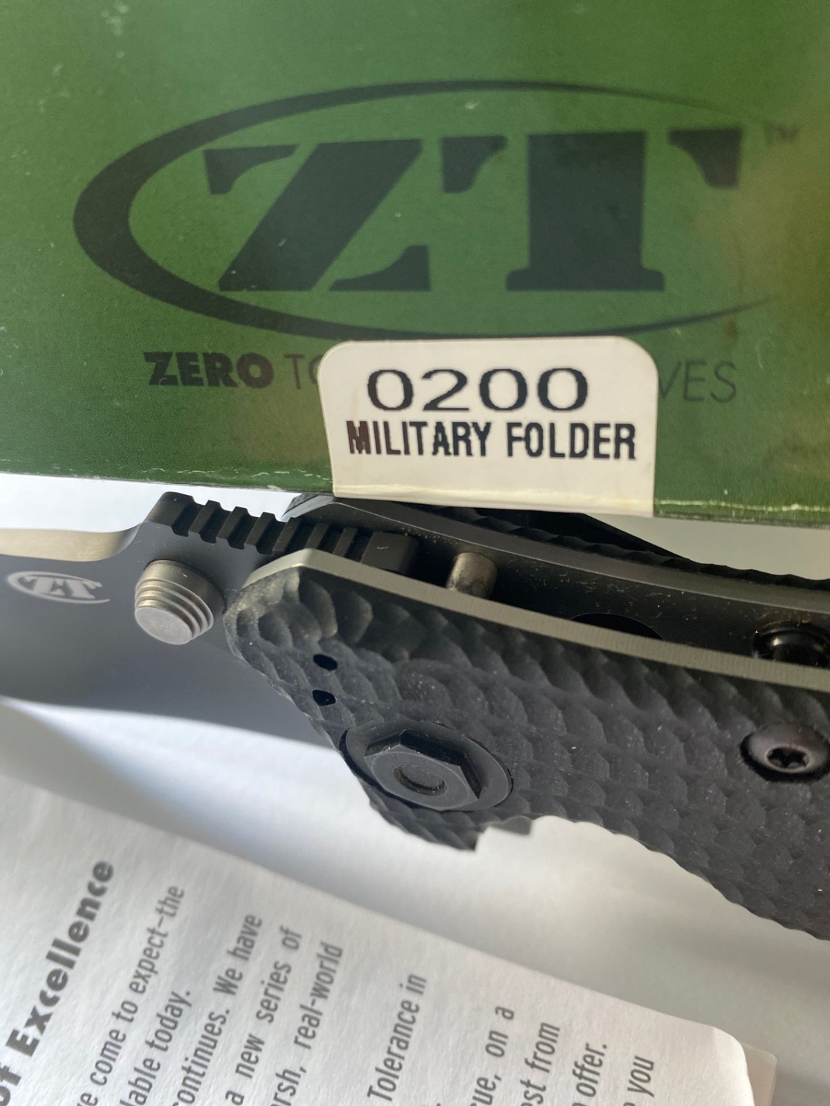 Zero Tolerance ZT 0200 Military Folder New Complete W/ Original Box