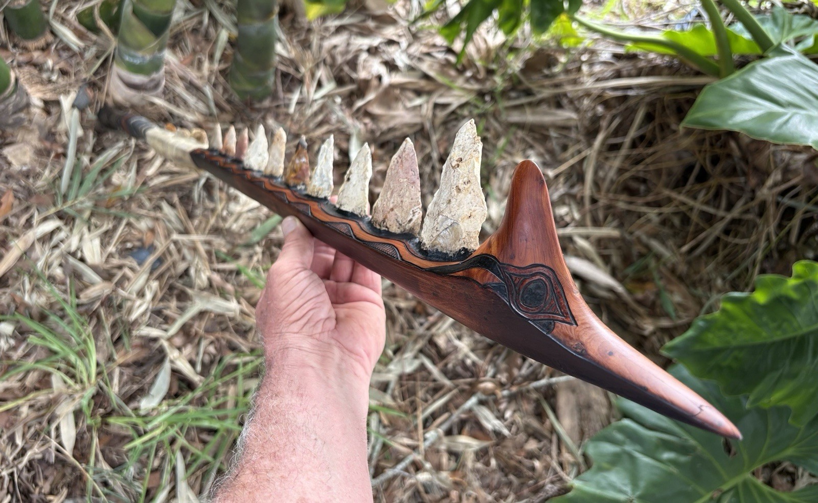 Fire Hardened Red Cedar Giant Woodpecker Effigy Two Handed Battle Club Crusher