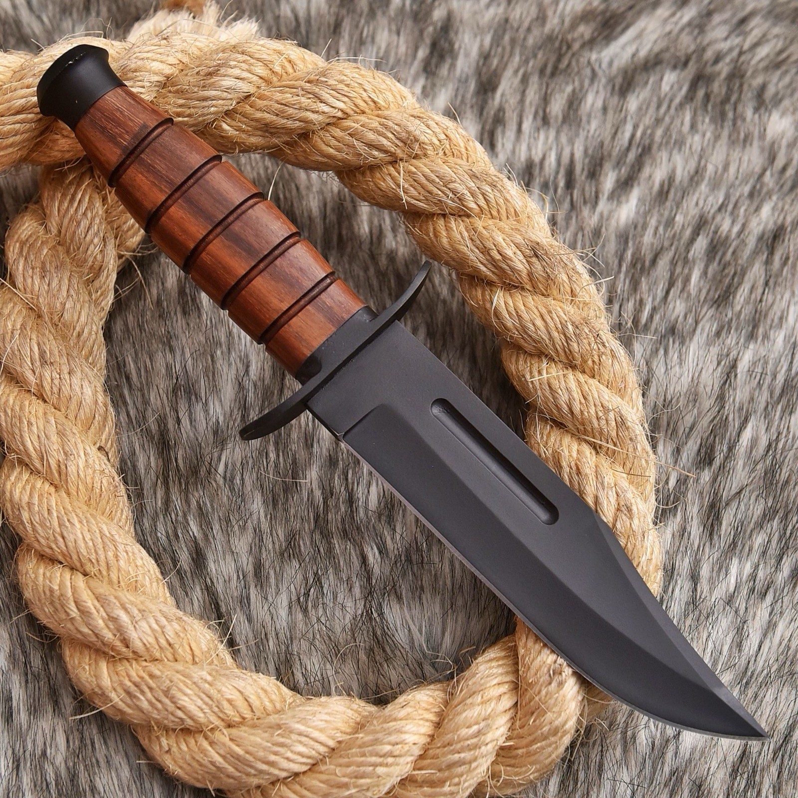 Custom Made Carbon Steel Fix Blade Bowie Knife Tactical Hunting