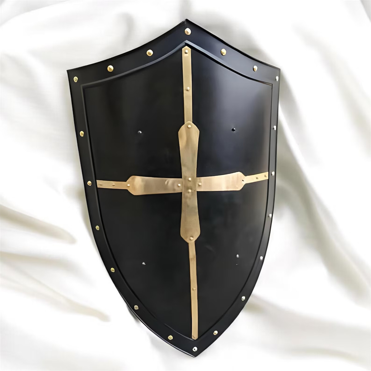 Medieval Crusader Shield – Black And Gold Templar Cross Knight Armor