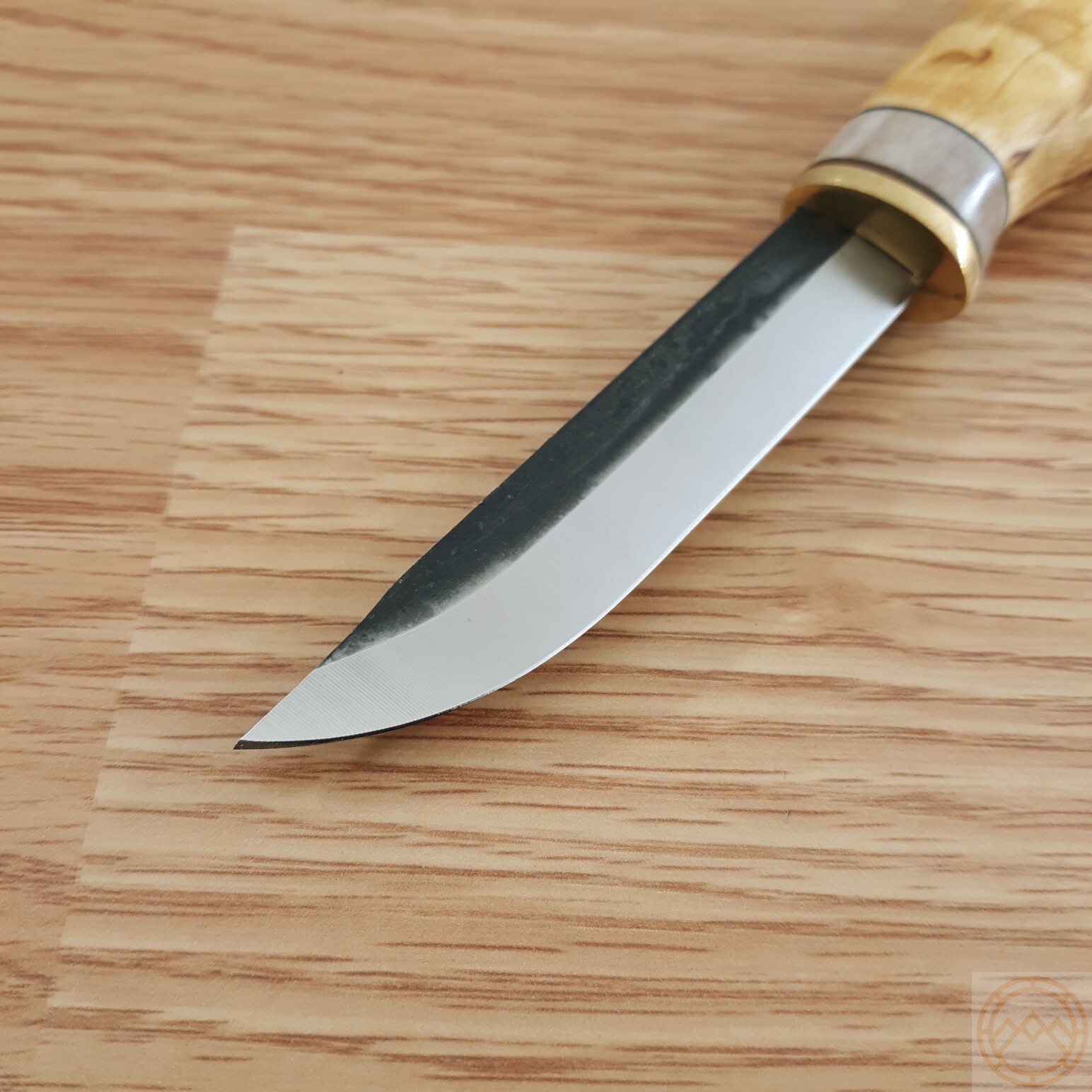 Wood Jewel Vuolu Fixed Knife 3.25″ Carbon Steel Blade Curly Birch/Horn Handle