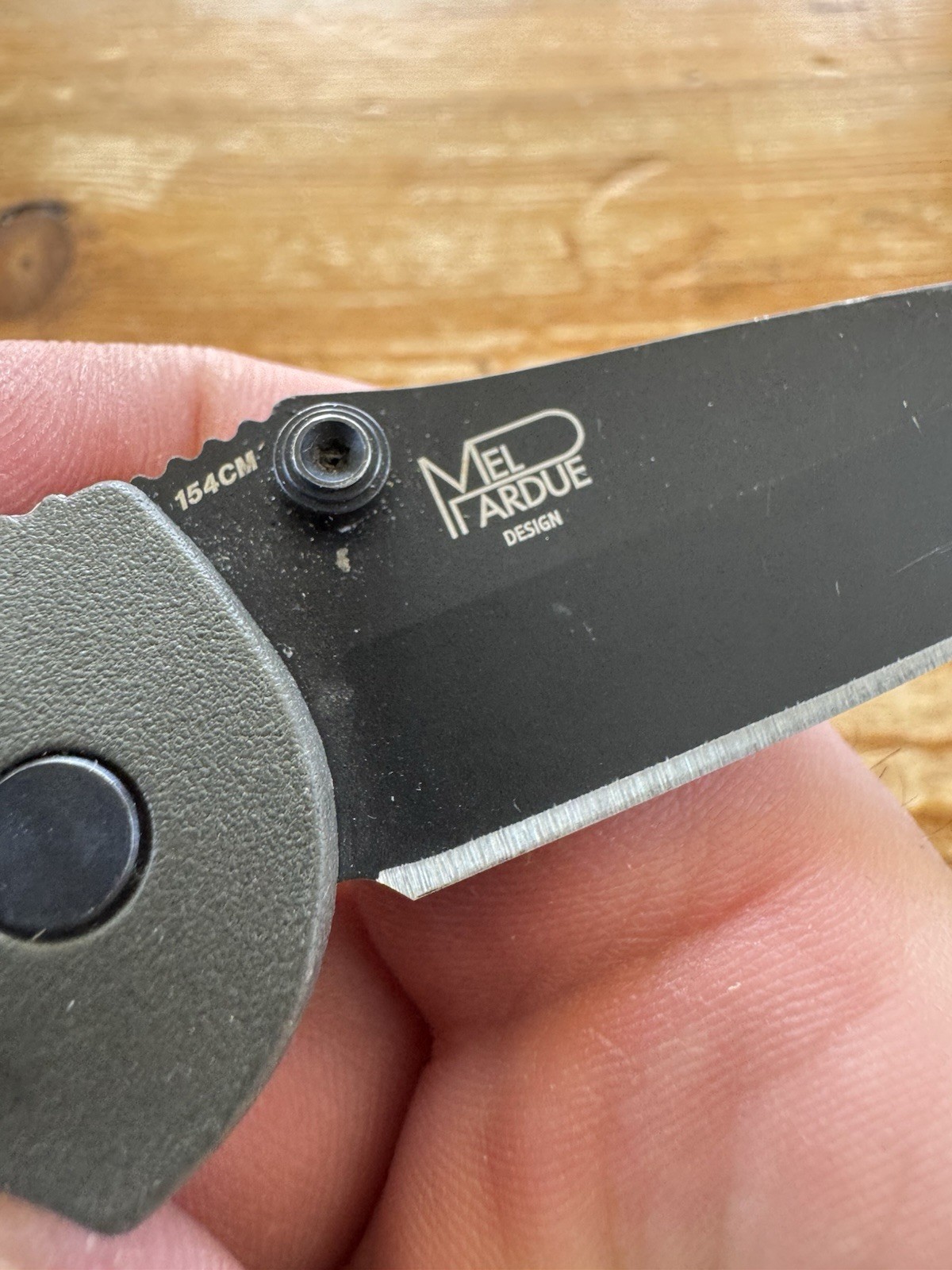 Benchmade Mini Griptilian 556 Mel Pardue 154CM OD Green Handle Knife Plain Edge