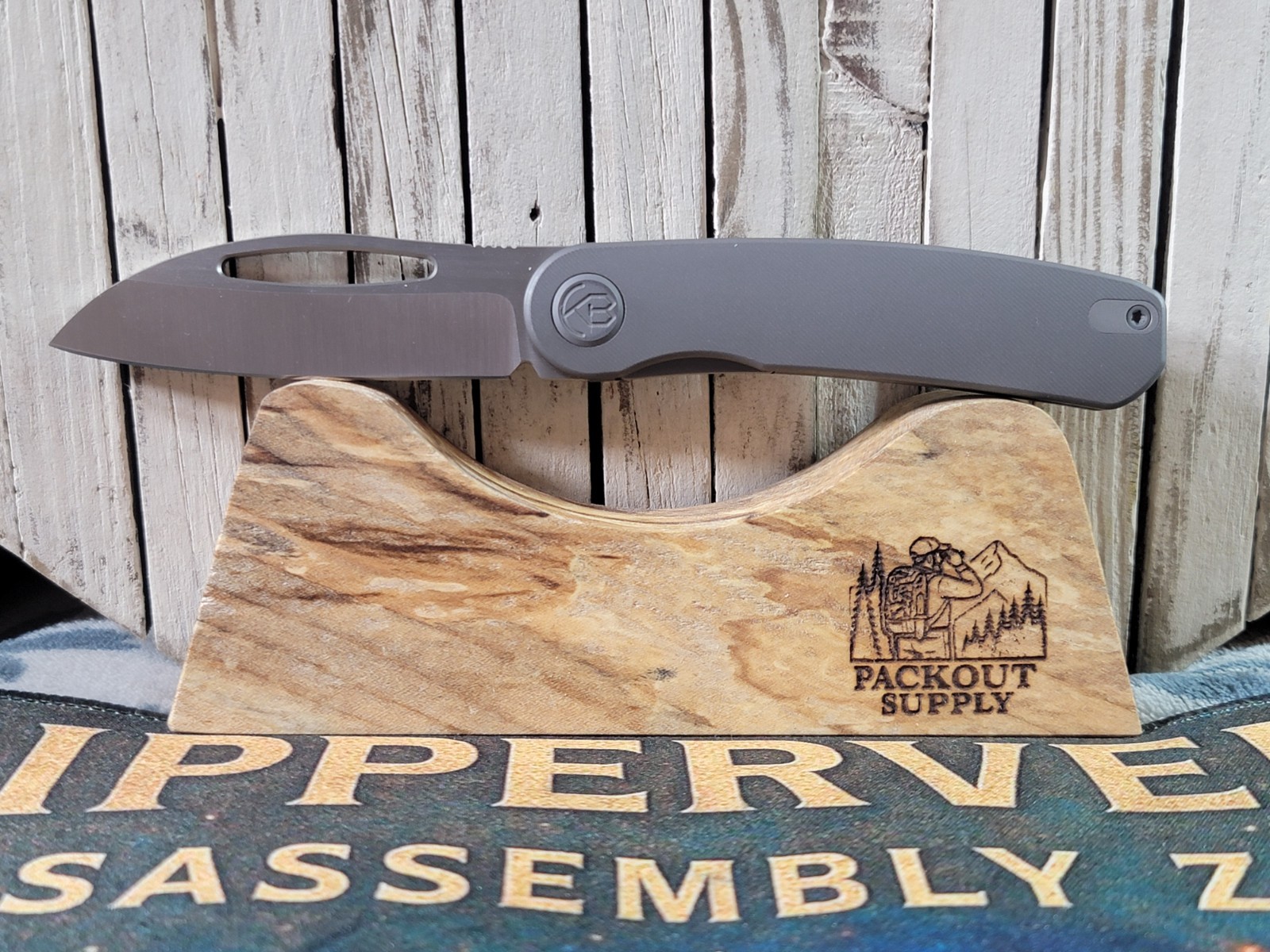 KB Knives Decimal Foldiing Knife Gray Titanium Handle M390 Plain Edge KB354B