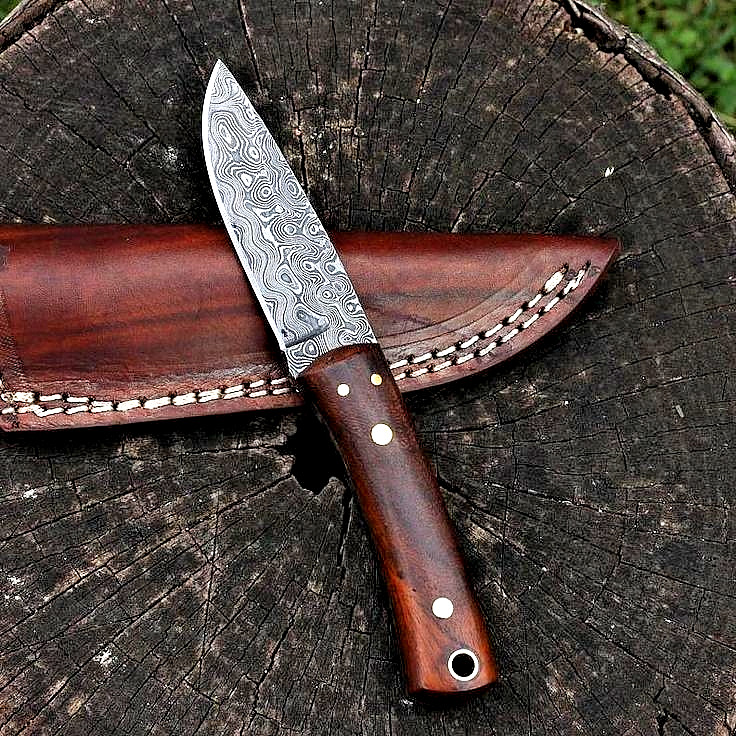Custom Made Forged Damascus Steel Fix Blade Skinner Hunting Knife 2900