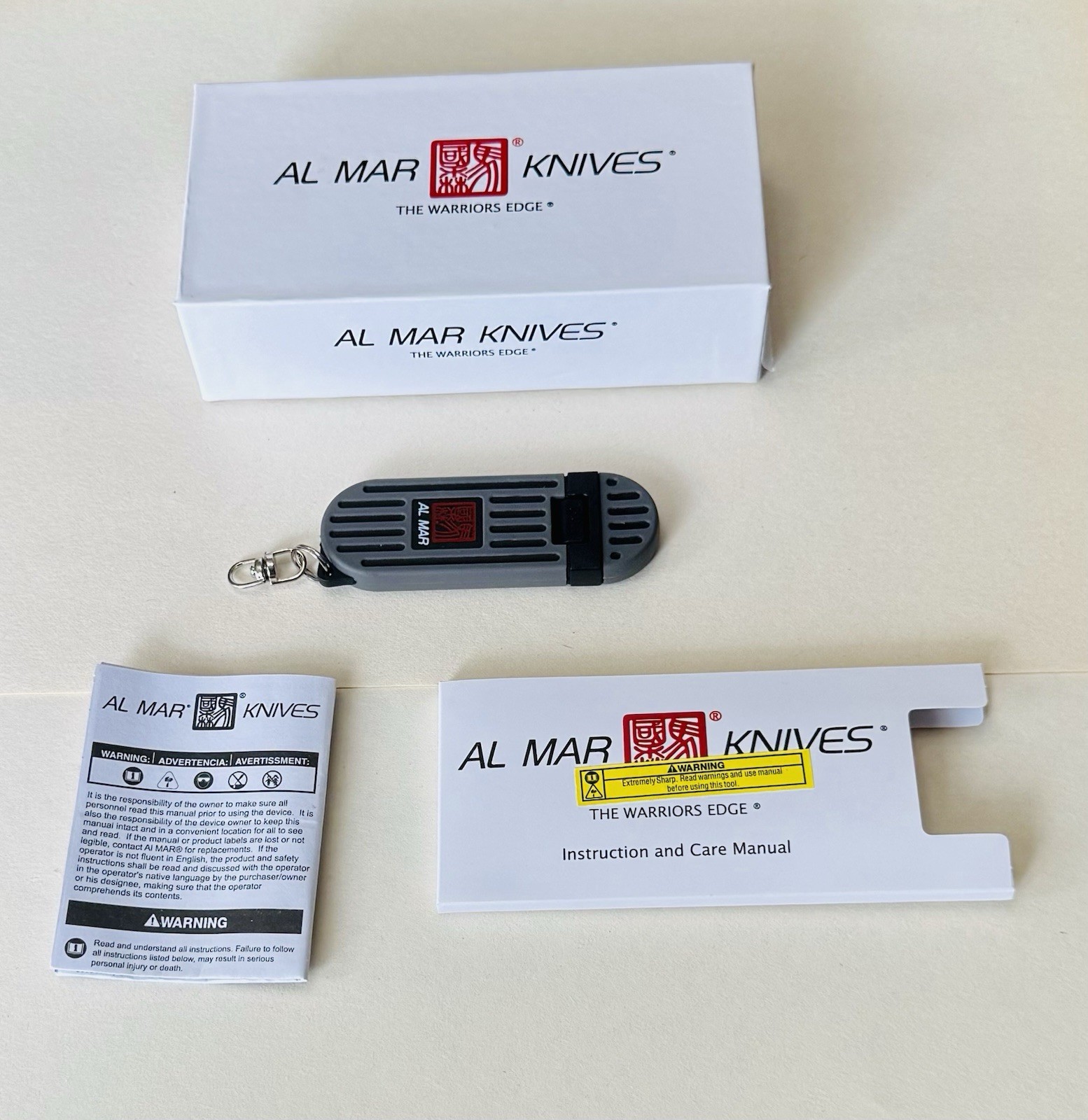 Al Mar Stinger Keychain Fixed Blade Knife Gray/Black (1.3″ Satin)