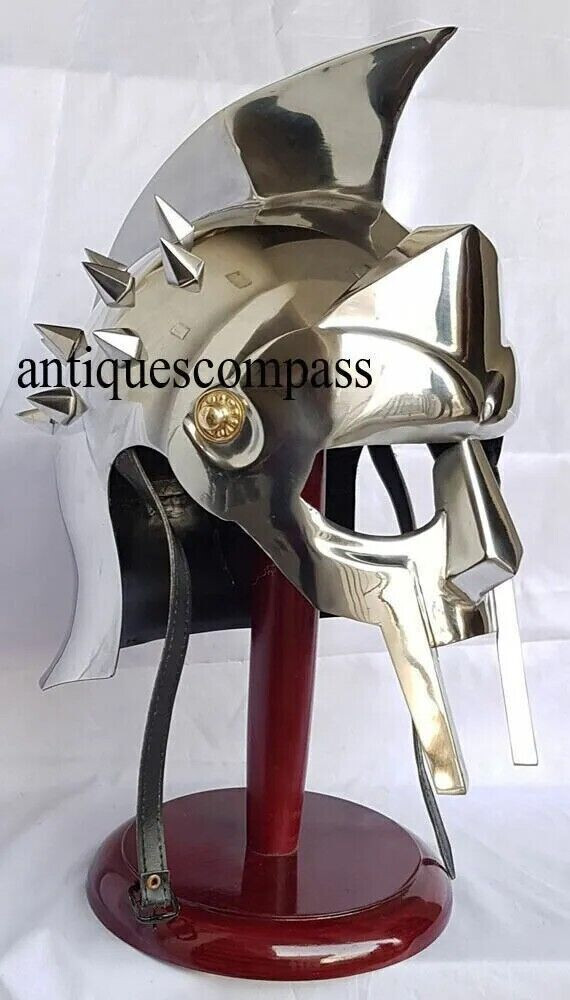 Medieval Maximus Gladiator Helmet With Wooden Stand Wearable Metal Designed Gift