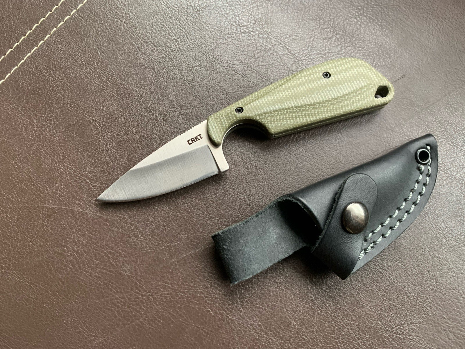 CRKT Minimalist Drop Point 154CM Blade, + Flytanium Green Micarta Handle Scales
