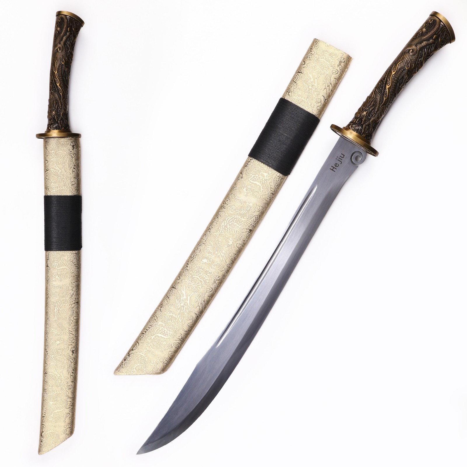 32.83″ Dragon Patterned Scabbard Chinese Waist Knife, Collection And Display