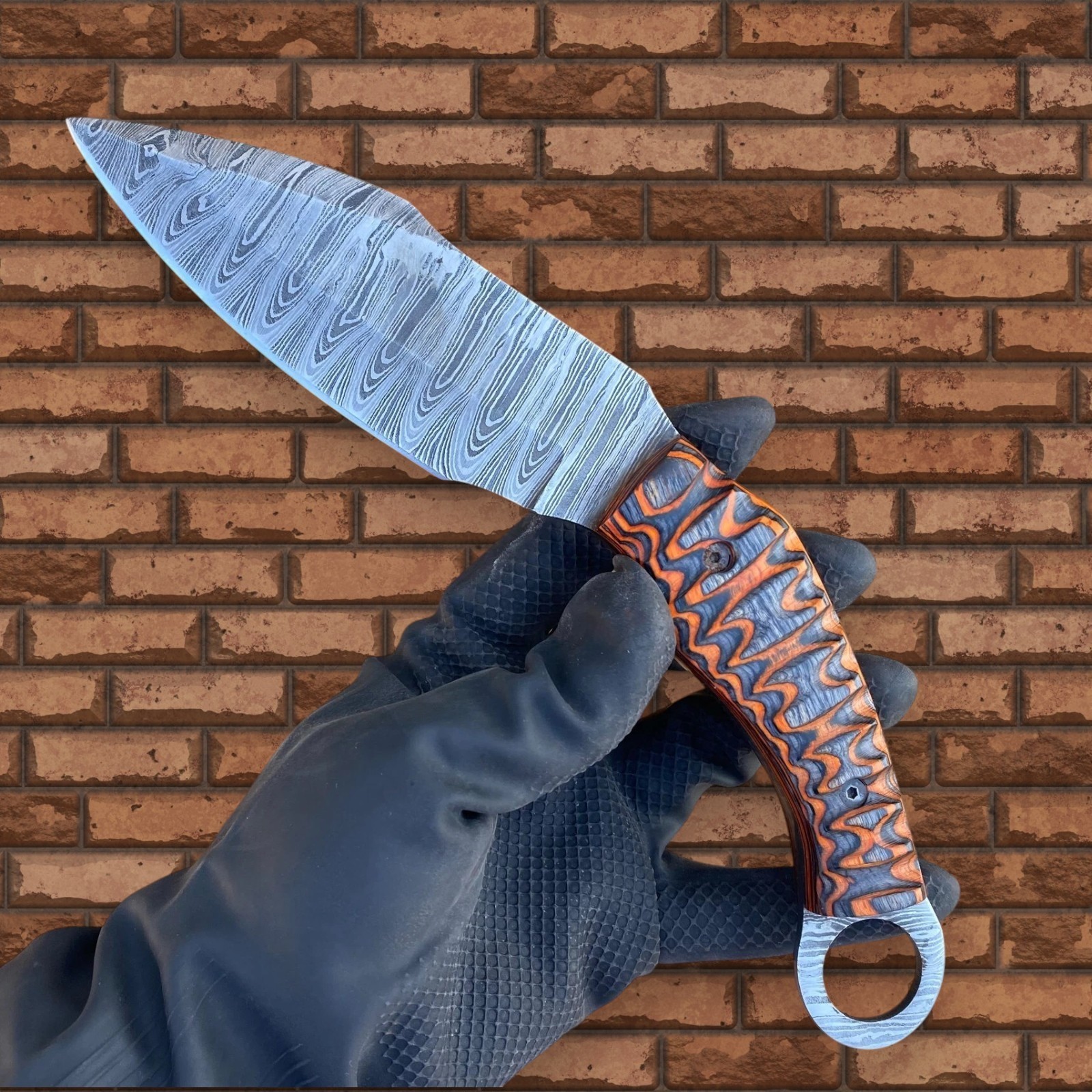 Karambit Knife Damascus Steel Handmade Full Tang Fixed Blade Hunting Wood Handle
