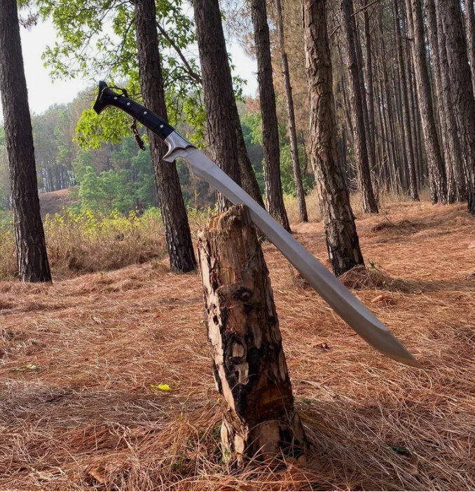 Custom Handmade Carbon Steel Blade Tactical Machete Sword| Hunting Sword Camping