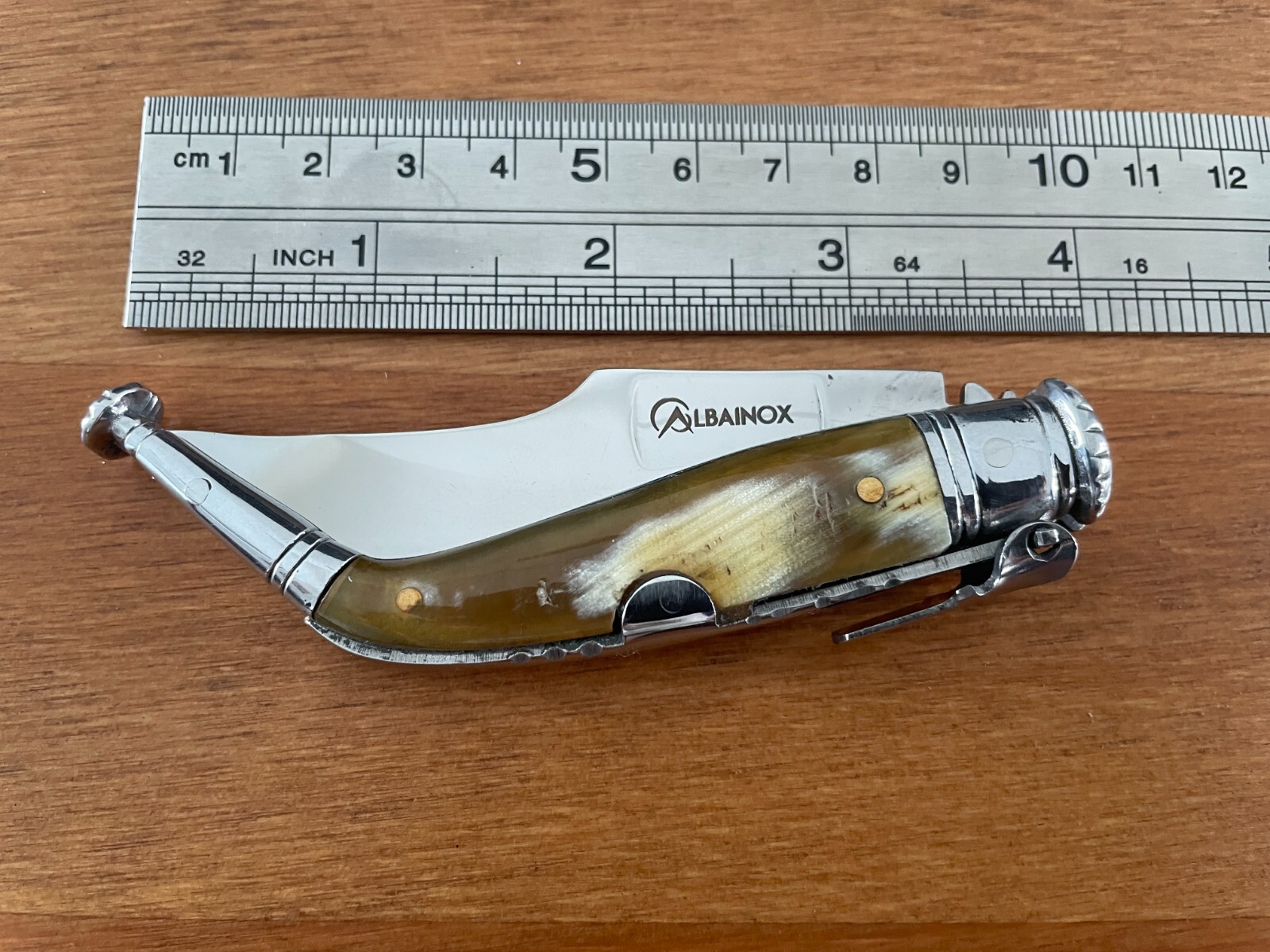2.75″ Navaja Jerezana Pocket Knife Bullhorn Scales with Ratchet – US Seller
