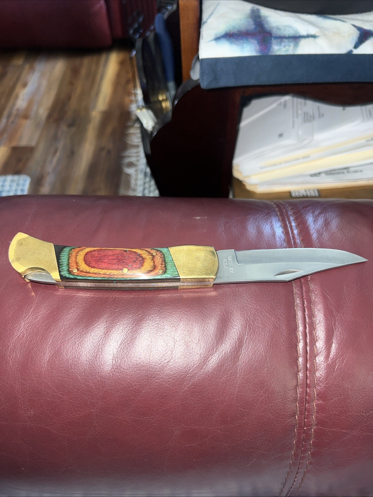 Very Rare Case XX Lock Blade 2159-LSSP Folding Knife, Sheath & Box Number 177