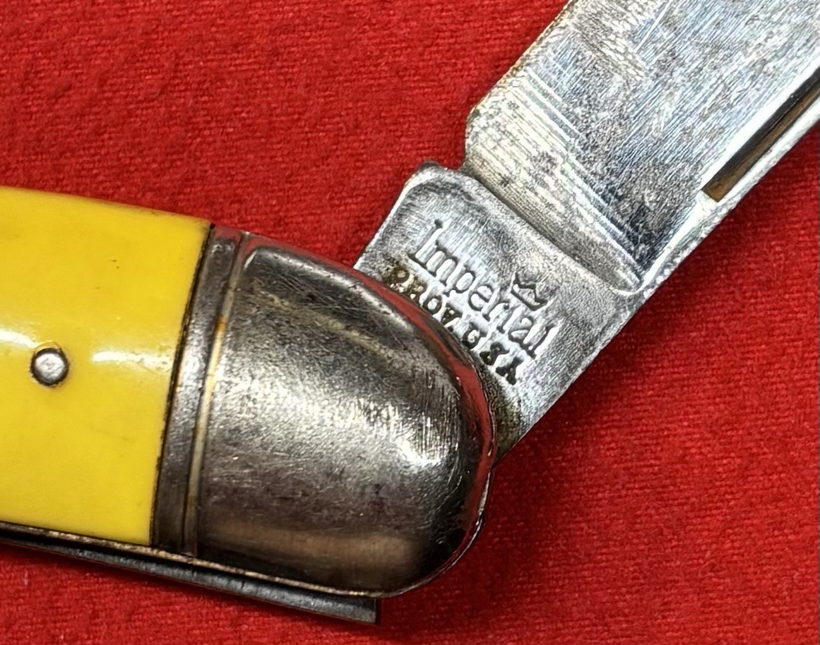 Vintage Imperial Prov USA Yellow Fishing Knife with Folding Blade and Scaler