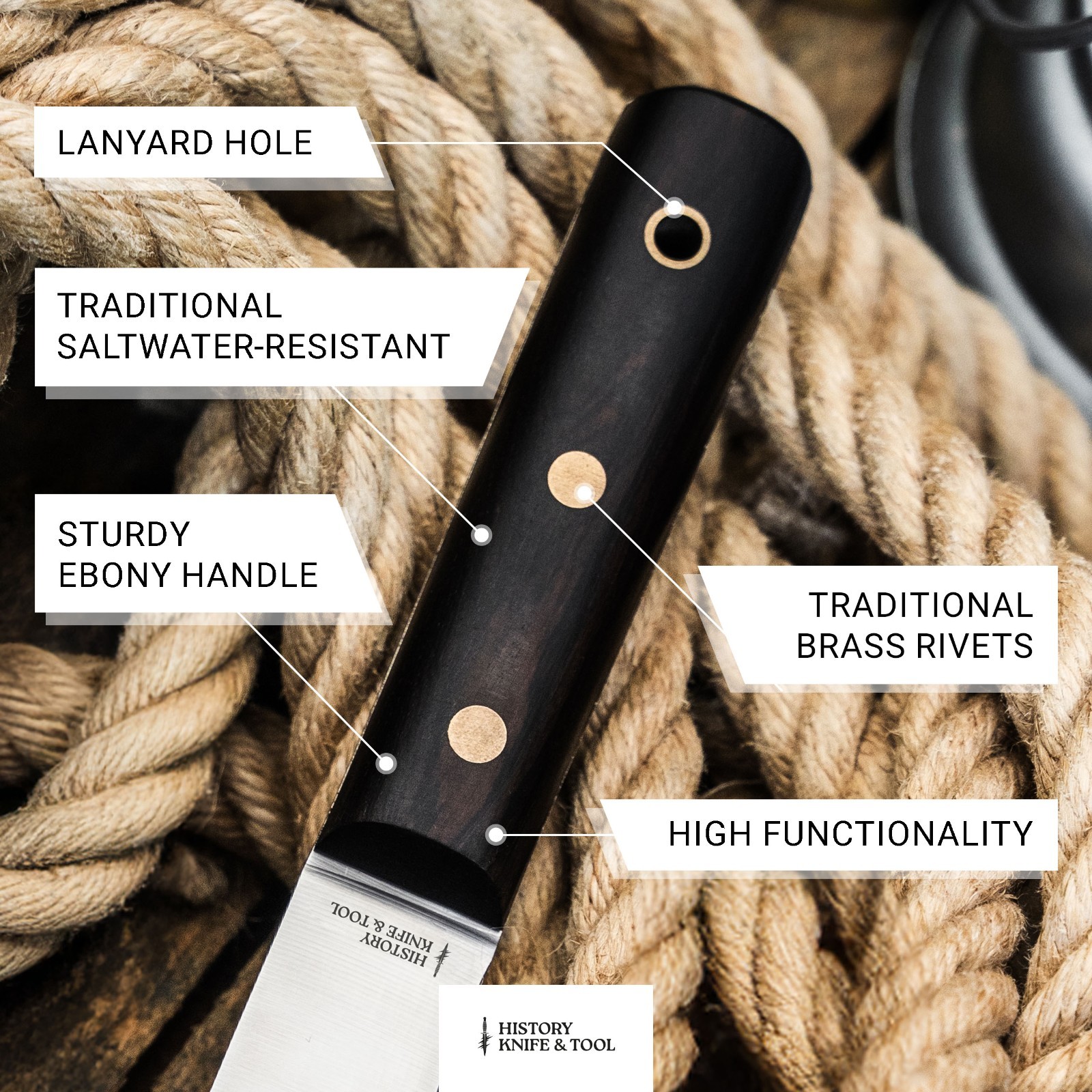 History Knife & Tool Sailor´s Knife 5.28″ Fixed Blade 4116 Full-Tang – 02HY005