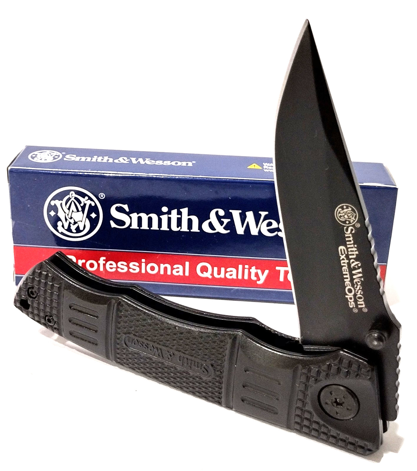 Smith & Wesson Black Extreme Ops Linerlock Tactical Folding Pocket Knife SWEX3