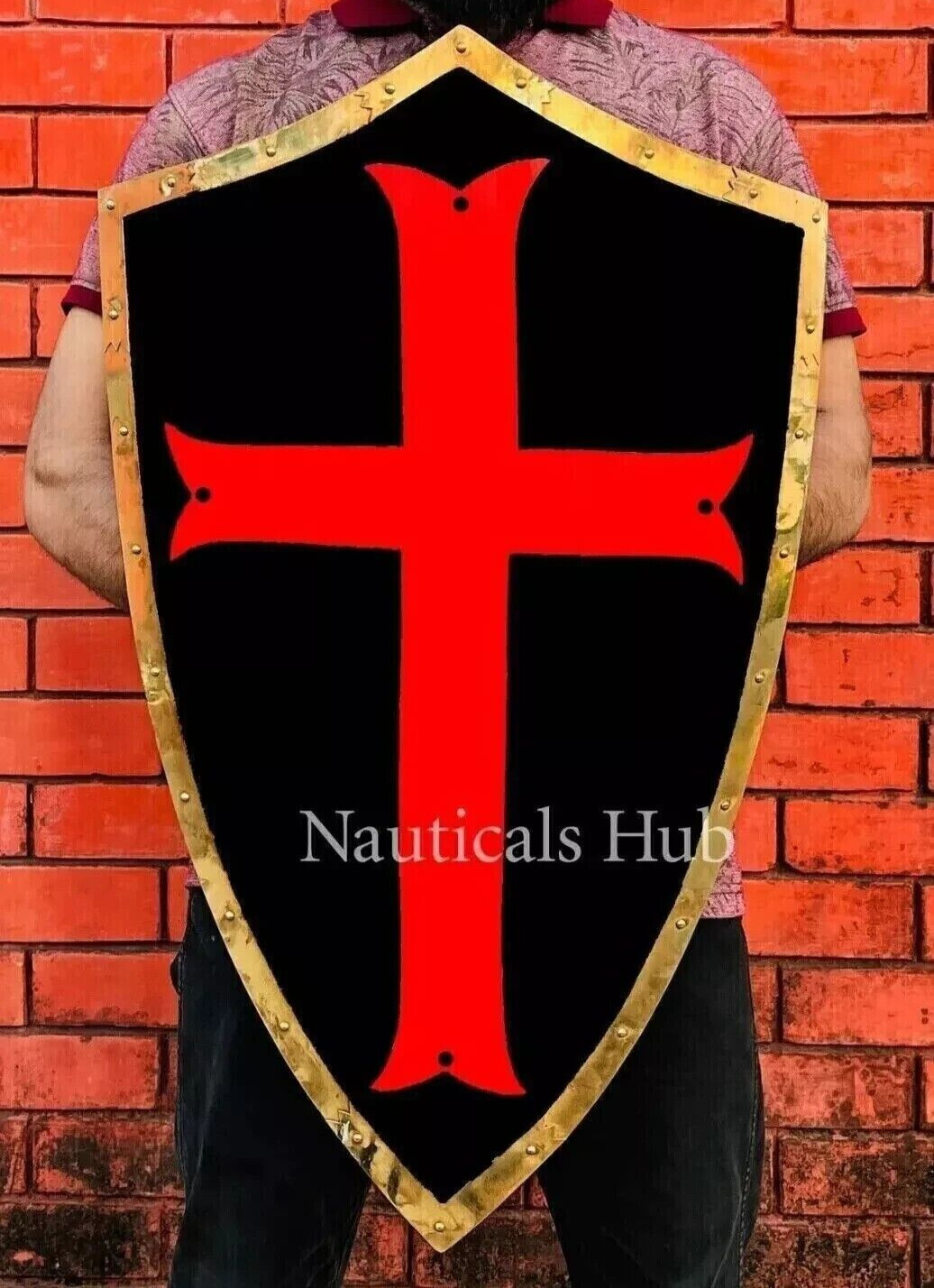 Medieval Templar Knight Red Cross Battle Cosplay Reproduction armor shield