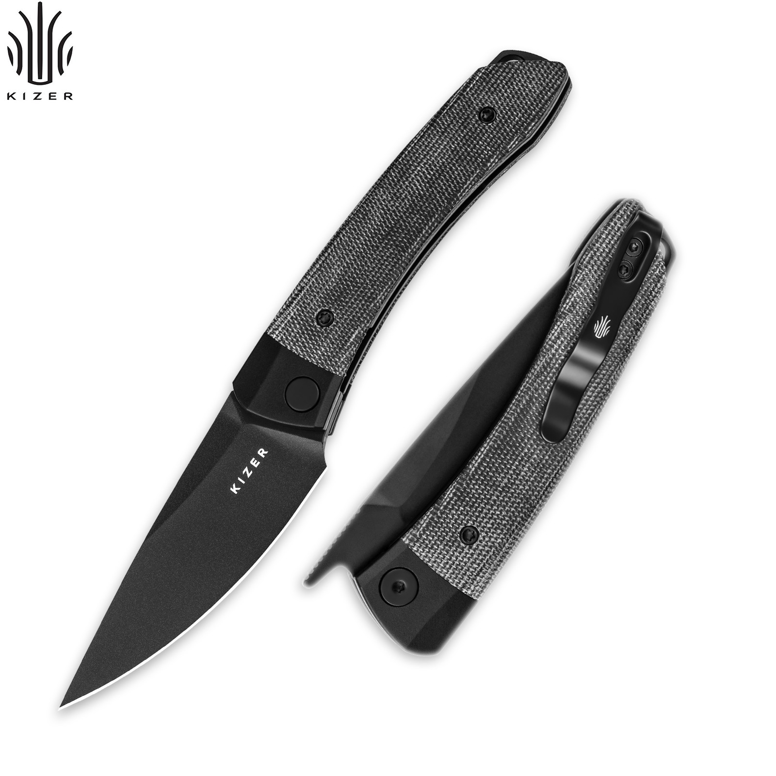 Kizer Mini Momo Drop Point Folding Knife 154CM Blade Aluminum+Micarta Handle