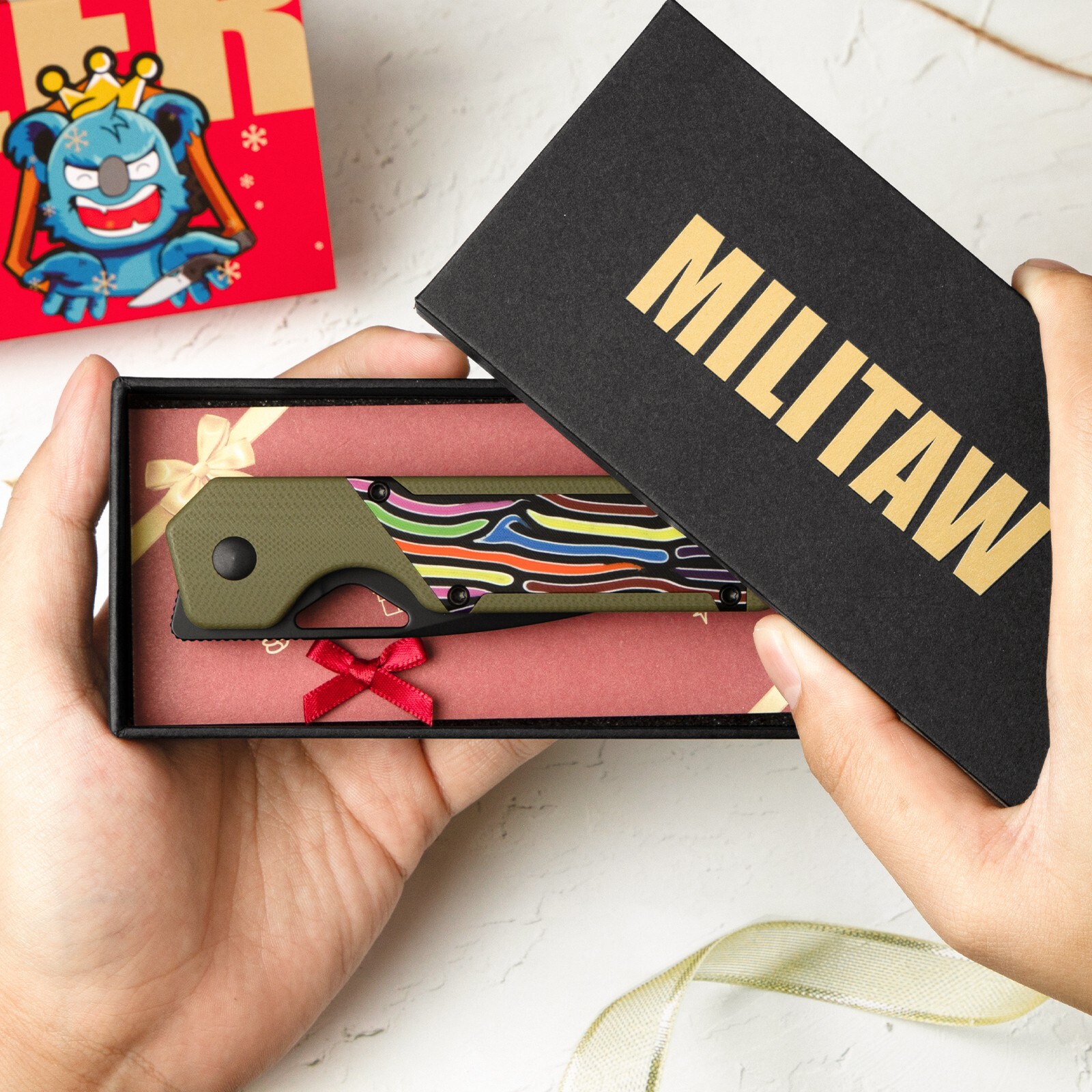 Kizer Militaw Pocket Knife, 3.36» Nitro-V Blade Camping Folding Knife V3634A3
