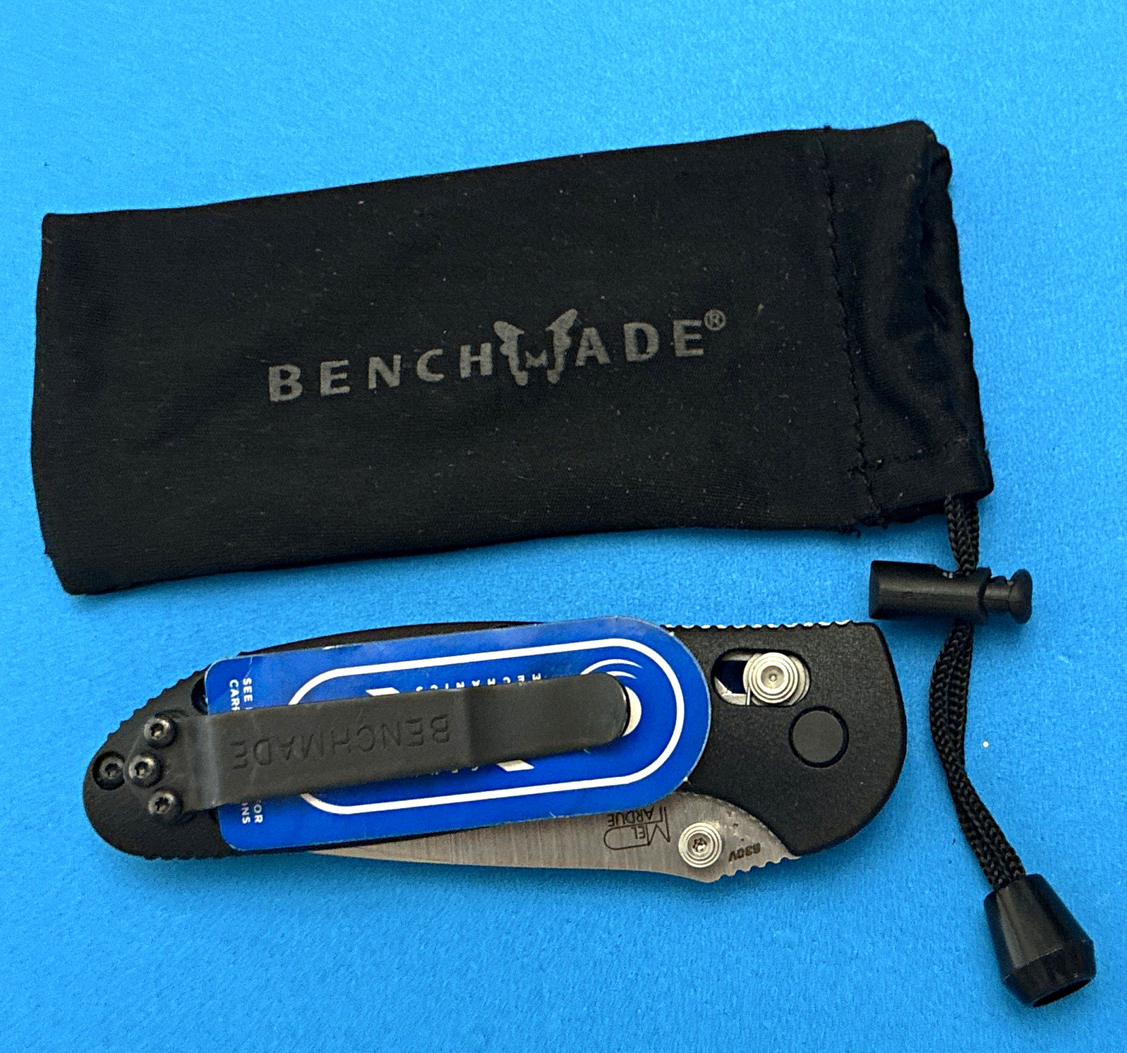 Benchmade Mini Griptilian 556 AXIS Lock Manual Plain Drop Point Black/Blue