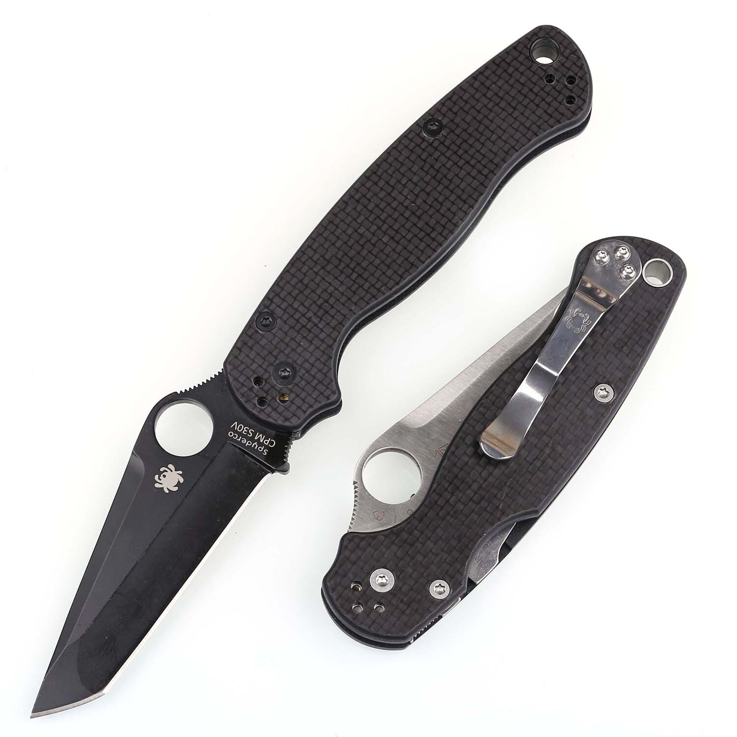 Camping Tactical Folding Knife With Pocket Clip Carbon Fiber Handle Lock Back