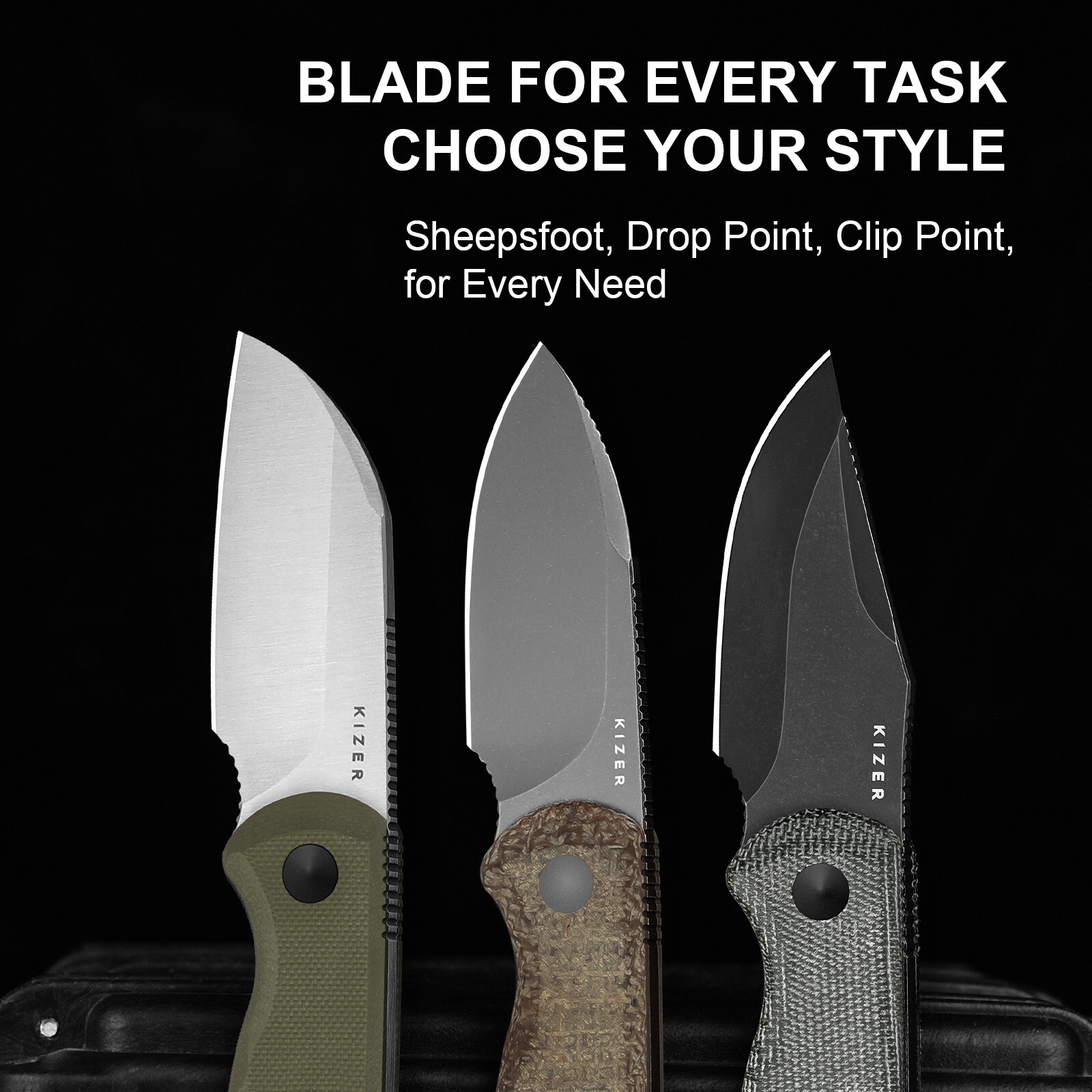 Kizer Drop Bear Clip Point Fixed Knife 14C28N Blade Micarta Handle With Sheath