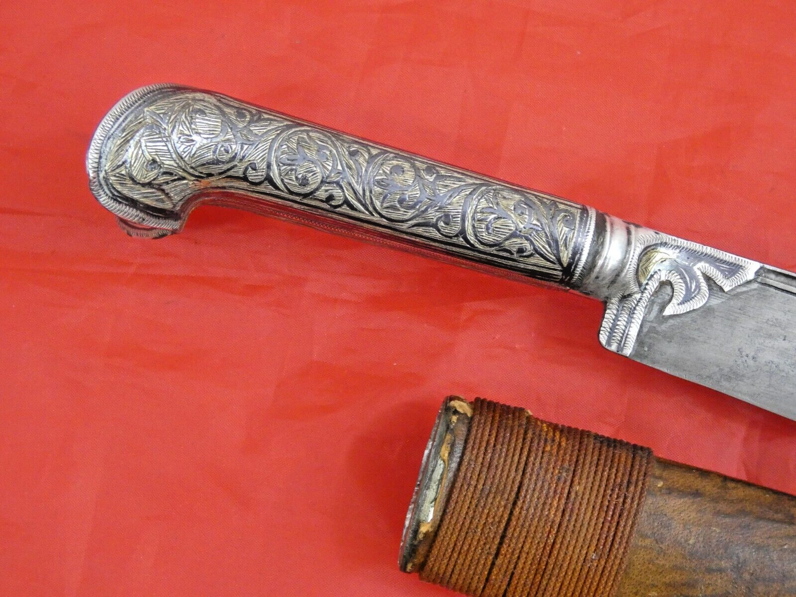 ANTIQUE GREEK DAGGER KNIFE NIELLO SILVER YATAGHAN 1906 / Turkish Ottoman Sword