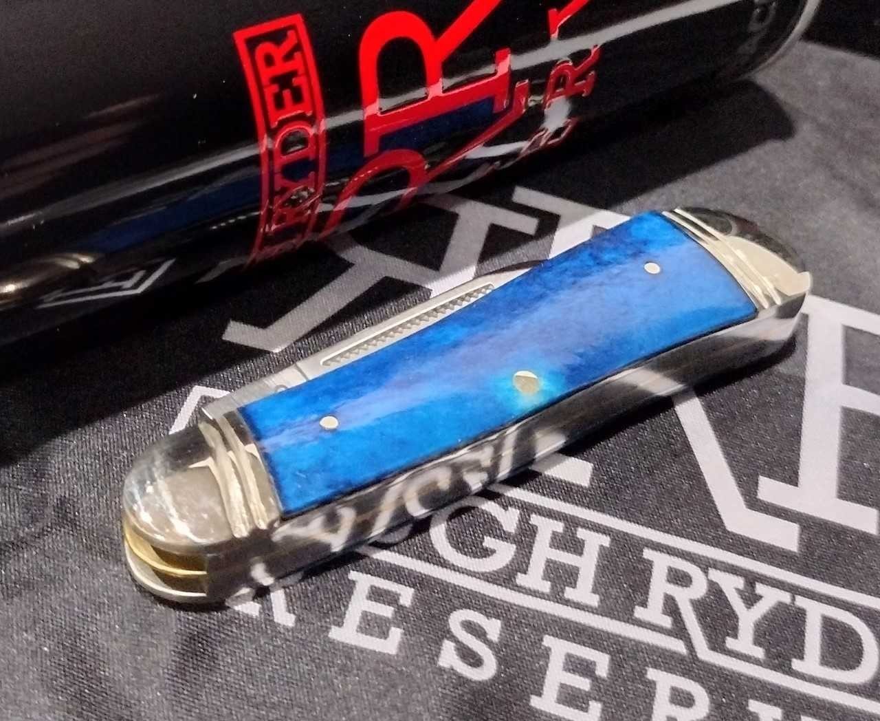 Rough Ryder Reserve Hog Leg Peanut Blue Bone D2 Tool Steel Pocket Knife RRR049