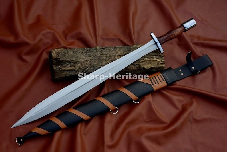 Xiphos Sword – 24 Inch Hand Forged Carbon Steel Greek Leaf Blade with Full Tang