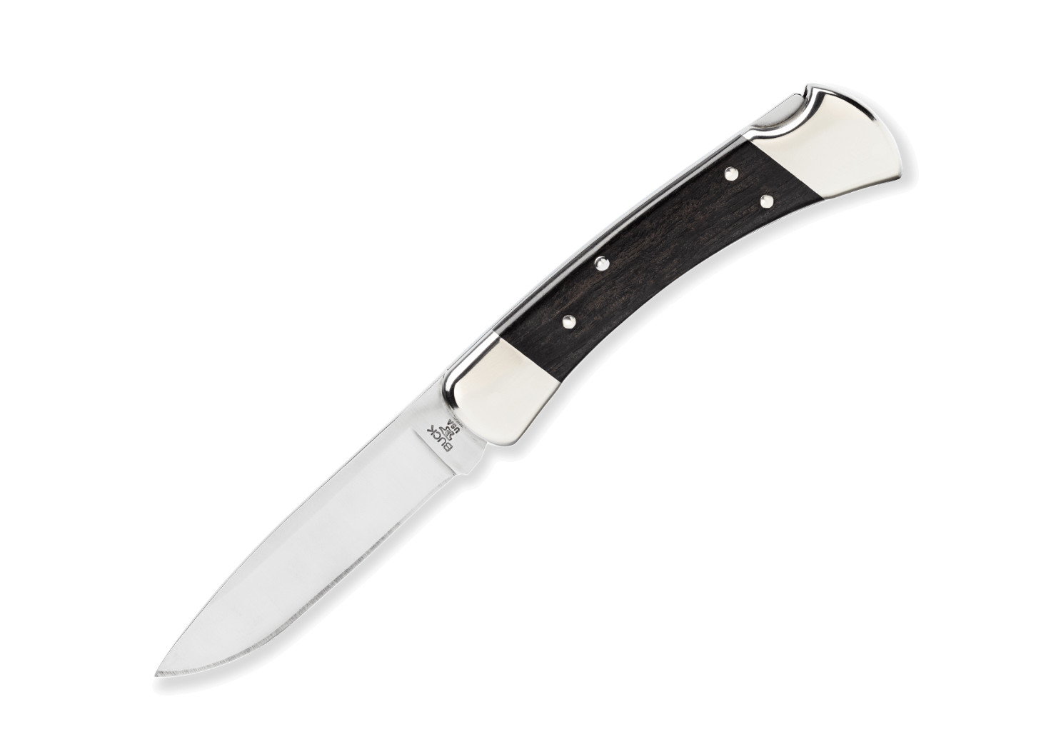 Buck 110 Nickel Silver Drop Point Folding Hunter Knife Made in USA 0110BRS12-B
