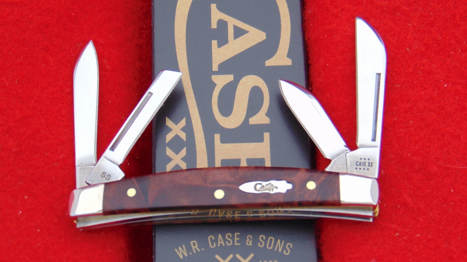 Case XX USA 7468 Smooth Brown Maple Burl Wood Congress Pocket Knife 64069