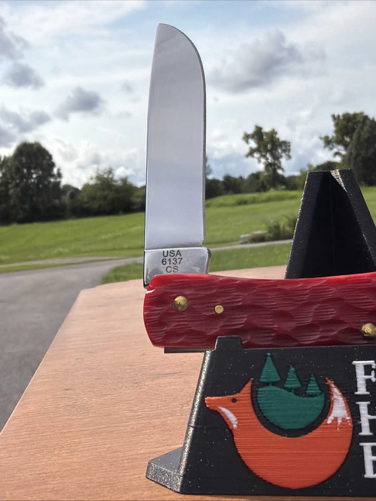 Case XX 2025 Dark Red Peach Seed Jig Bone 6137 CS Sod Buster Jr. Knife