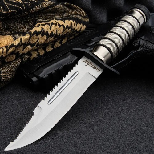 10″ Tactical Survival Rambo Hunting Fixed Blade Army Bowie with Sheath