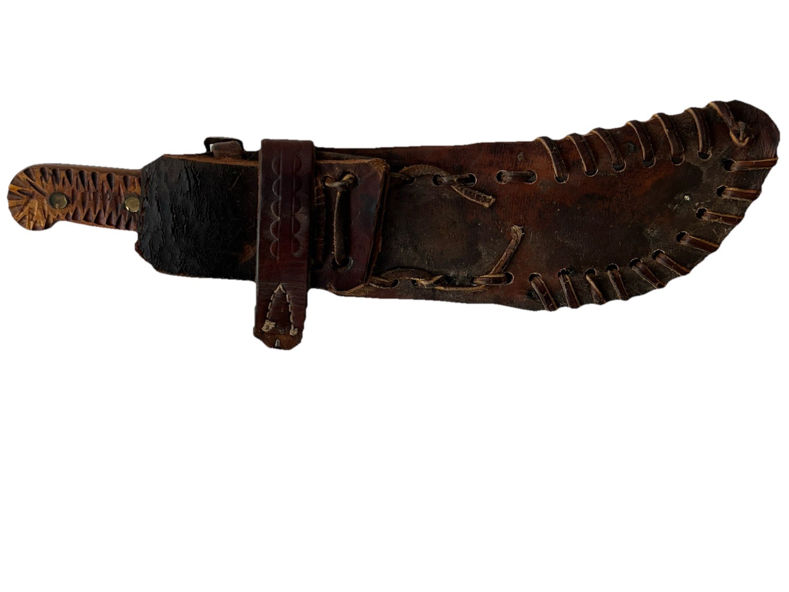 Apache Style Fighting Knife Custom Blade, Custom Leather Sheath VTG Reproduction
