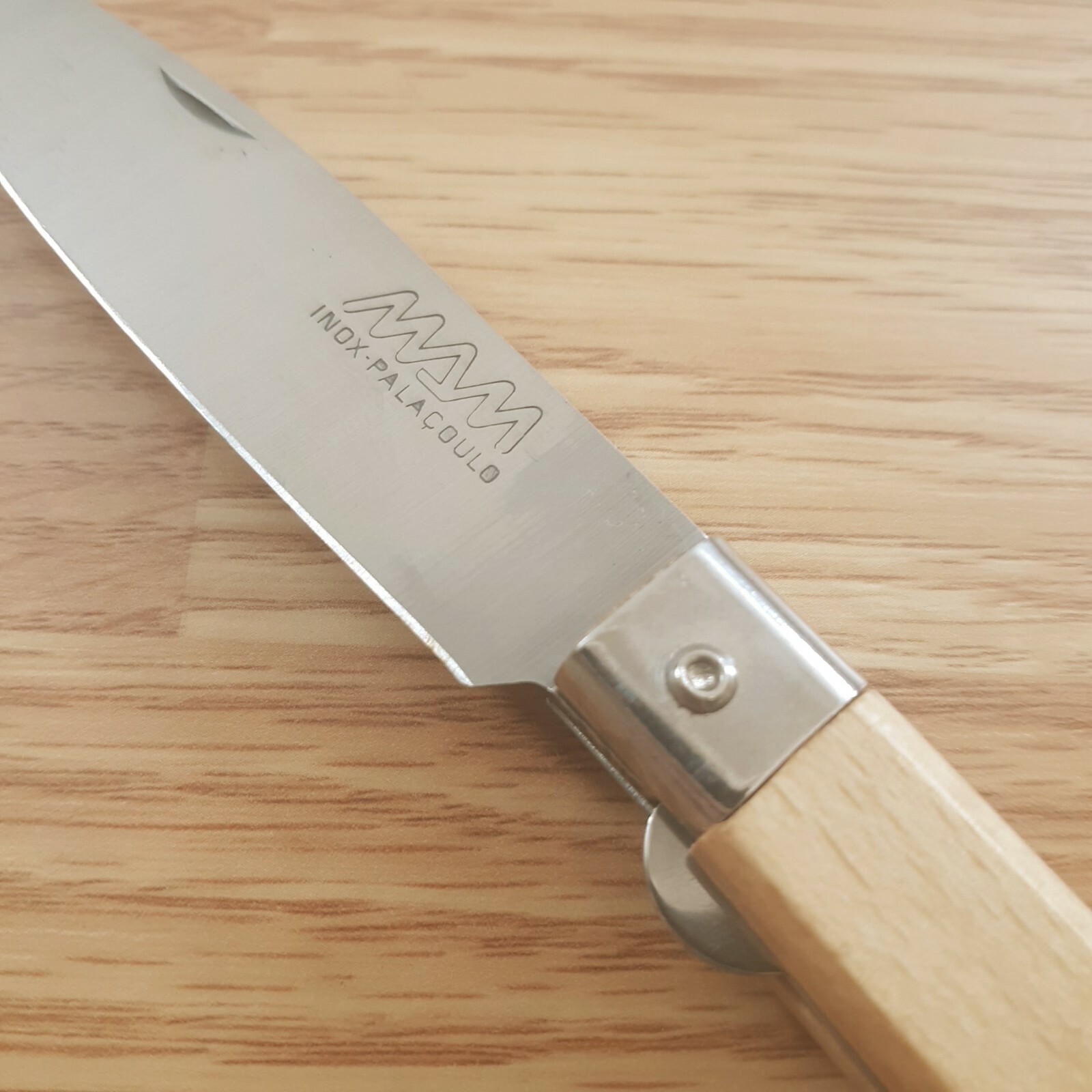 MAM Medium Linerlock Folding Knife 3.25″ Stainless Steel Blade Beech Wood Handle
