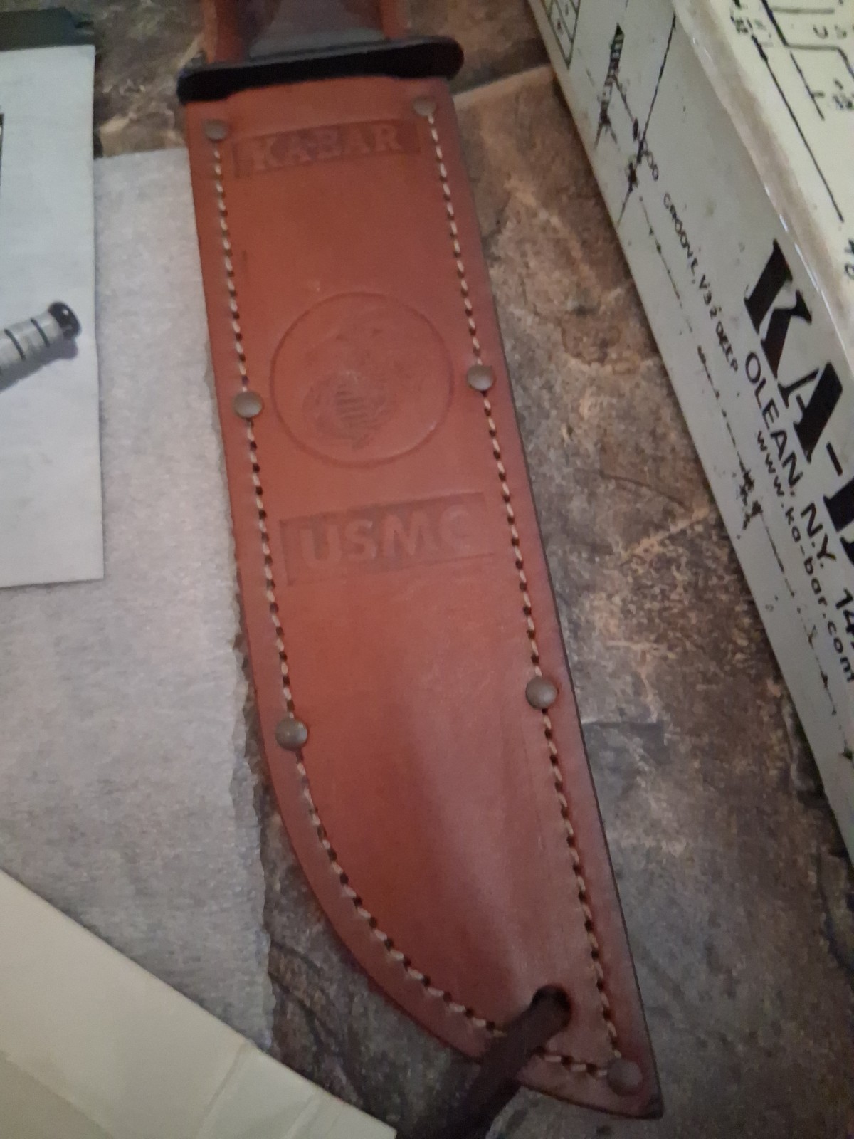 Vintage Ka-Bar USMC Fighting Knife 02-1217 w/ Box & Paperwork Olean NY Combat
