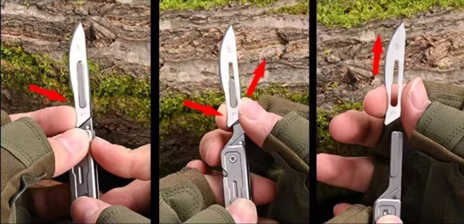 Stainless Steel Folding Utility Knife Scalpel Blade Outdoor EDC Keychain Tool
