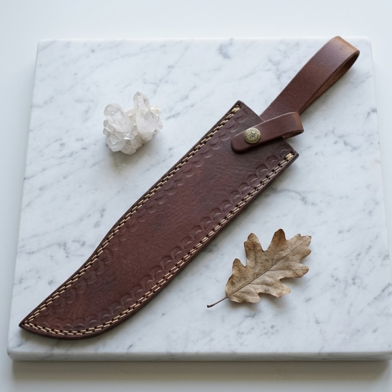 Handmade Brown Leather Replacement Sheath Scabbard 11 Inch Fixed Blade Knife US