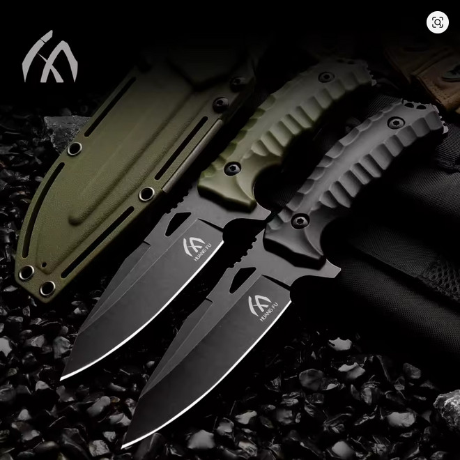Tactical Fixed Blade Knife 4.1″ Clip Point Blade Full Tang G10 Hunting Survival
