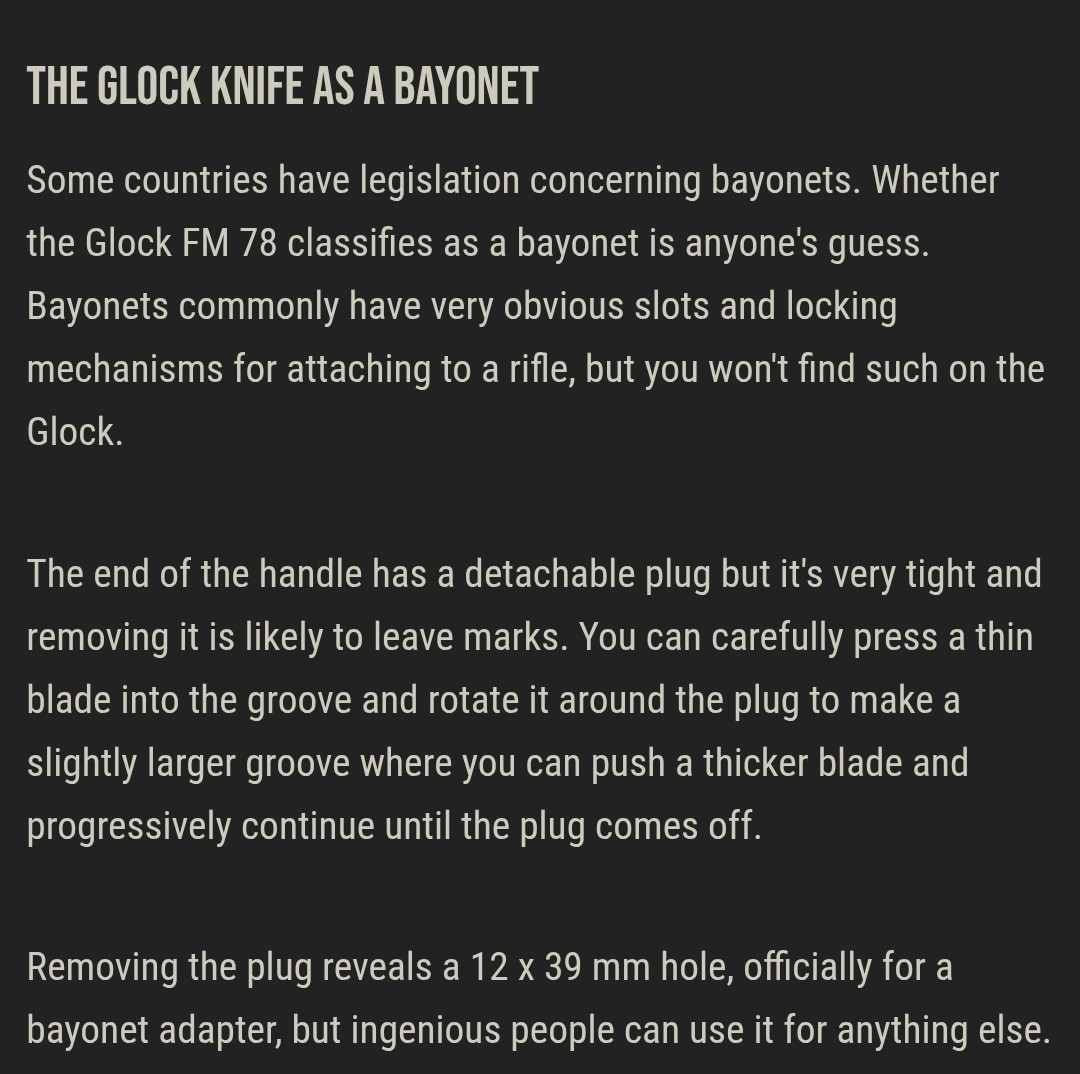 Glock 78 Knife Glock FM 78 Field Knife Bayonet New FM78 USA – NO SAW