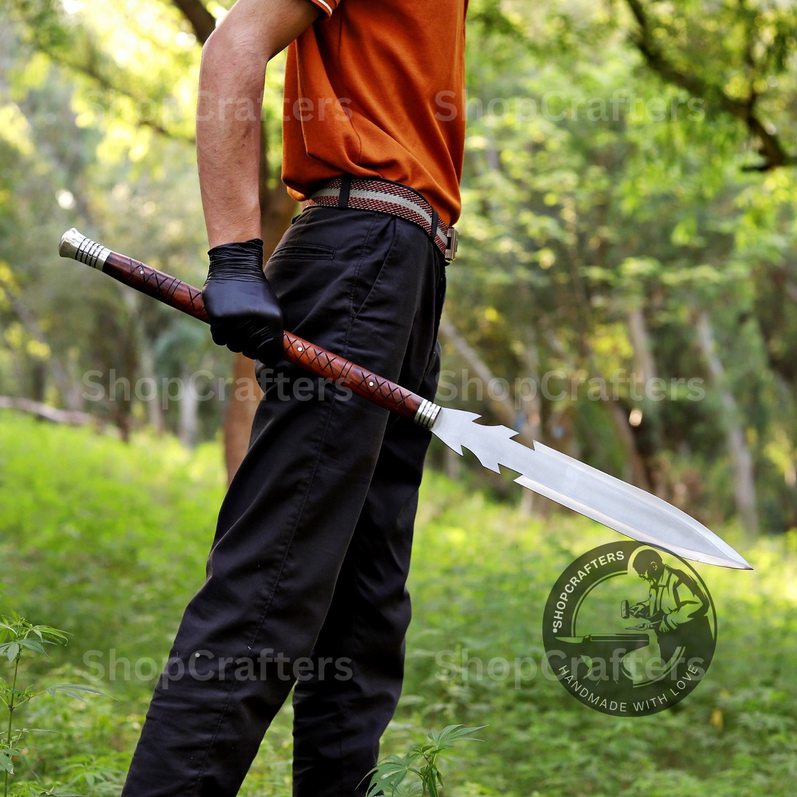 Custom Handmade Carbon Steel Blade Tactical Viking Spear | Hunting Spear Camping