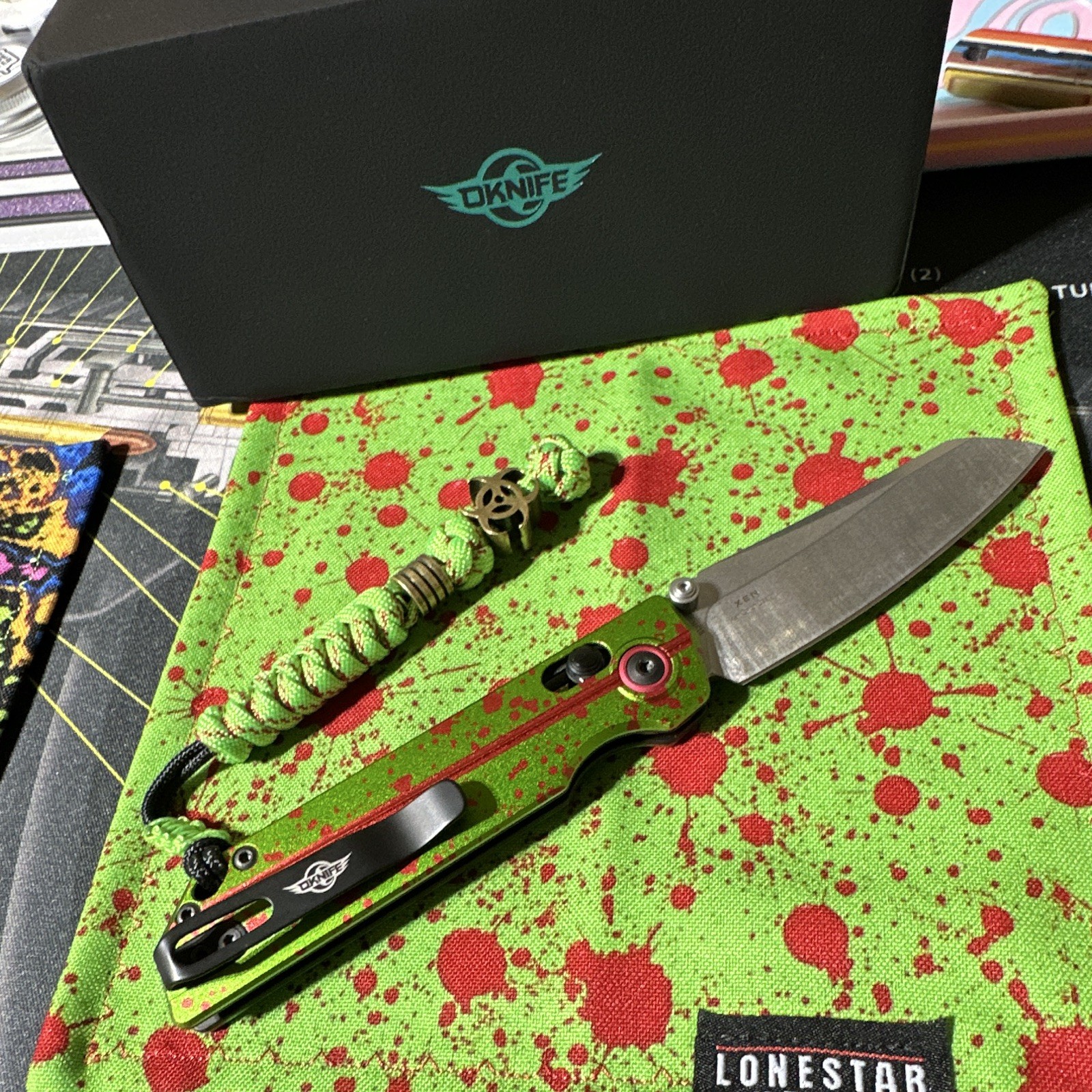 OKNIFE XEN Nitro-V Drop Point Zombie Green Aluminum Plain Manual Frame Lock